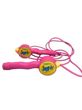 VINTAGE 1991 TIGER TOYS JUMP IT JUMP ROPE PINK + YELLOW DIGITAL COUNTER WORKS